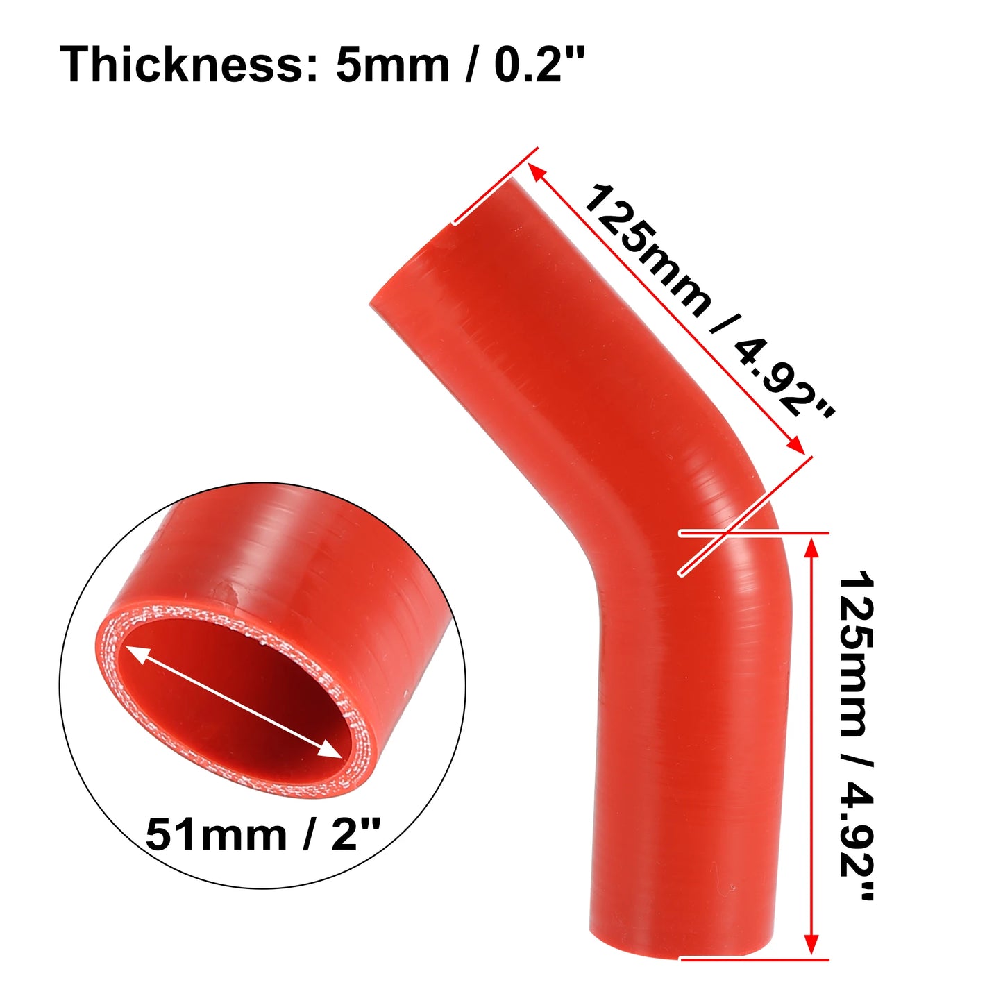 UXCELL 51mm 57mm 63mm 76mm ID 45 Degree Silicone Car Reducer Hose Coupler Intercooler Tube Pipe 3 Colors 125mm Length