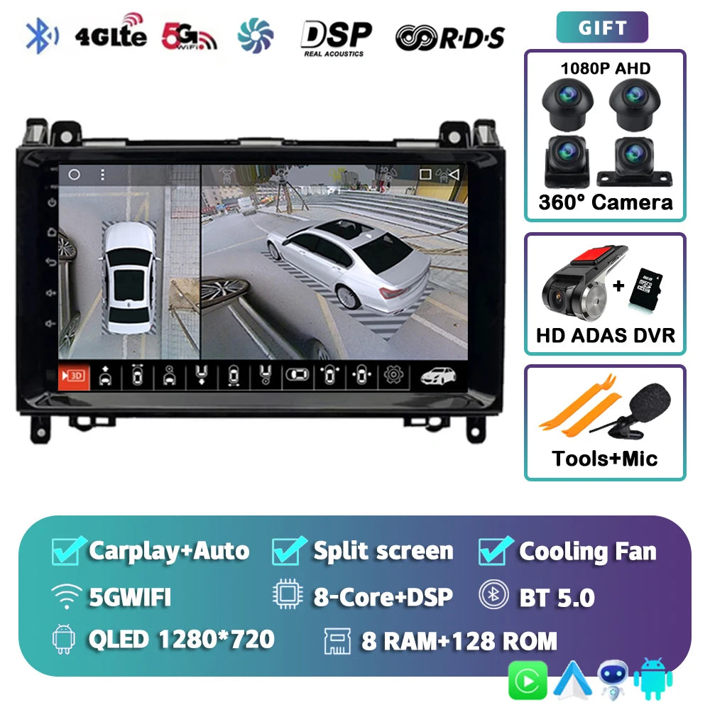 Android 16 For Benz Sprinter Volkswagen Crafter 2006 - 2016 2K QLED Android Car Radio Multimedia Video Player GPS stereo CarPlay