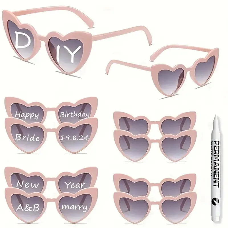 12-100 Pcs Wedding Personalized Sunglasses Bulk Custom Sunglasses with Paint Pens for Adult DIY Birthday Wedding Party Favors