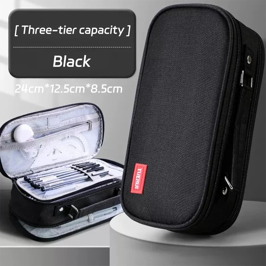 Portable Large Capacity Pencil Case Upper Pen Box Multifunctional Stationery Bag Boy Back to School Office Supplies Stationery