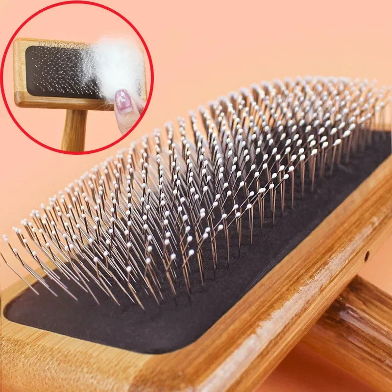 Wooden Dog Grooming Comb - Pet Brush for Knots & Loose Hair