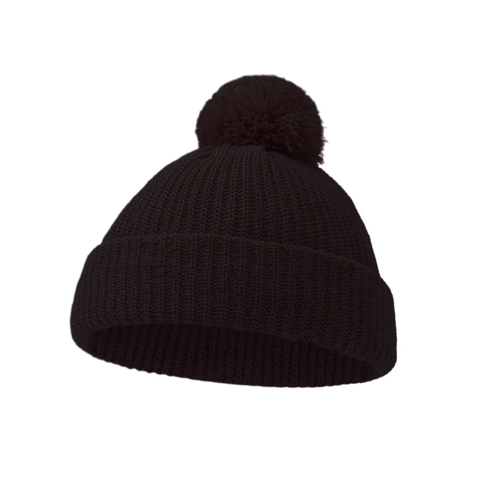 Infant Pom Pom Knit Beanie - Folded Cuff Baby Hat 0-12 Months - photo 11