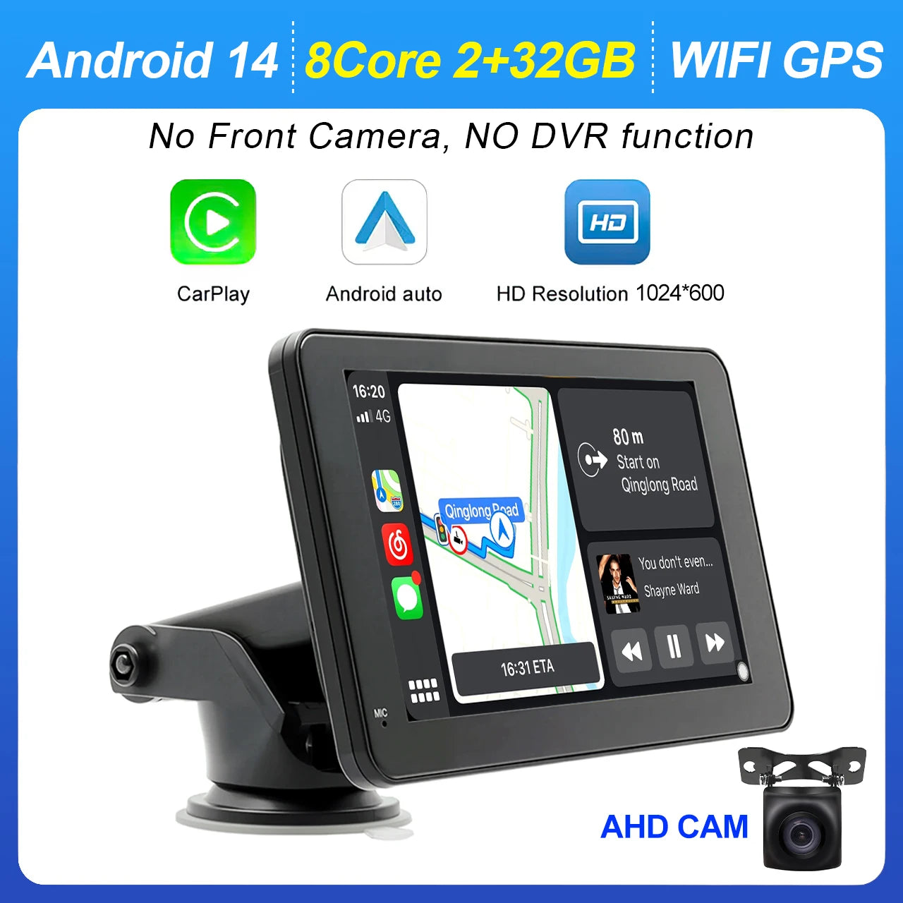 7" Universal Car Stereo with Apple CarPlay & Android Auto (with Rear Camera)