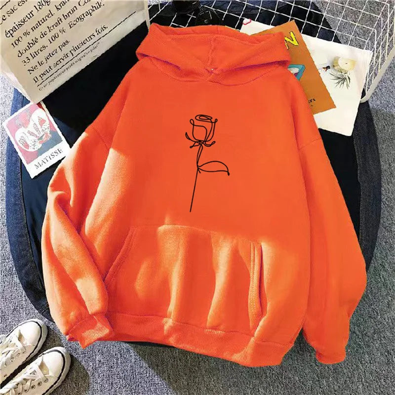 Women's Flower Print Hoodie - Thick Pullover Sweatshirt - photo 2