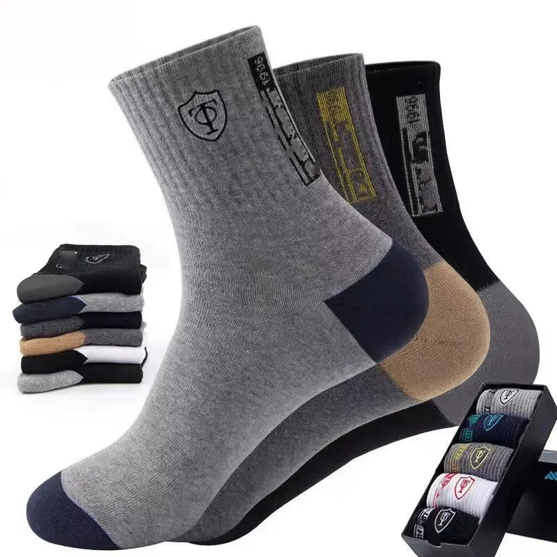 Men's Cotton Blend Crew Socks, 5 Pairs