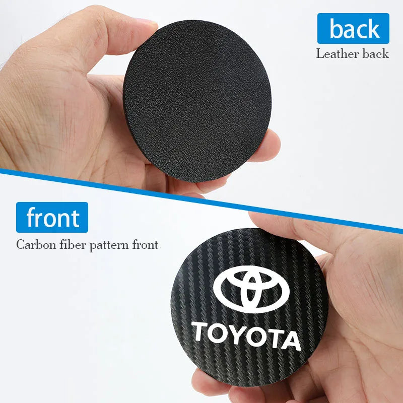 2Pcs Leather Coaster Anti-noise Water Cup Pad Cushion For Toyota TRD Gazoo Racing Corolla Yaris Chr Auris Rav4