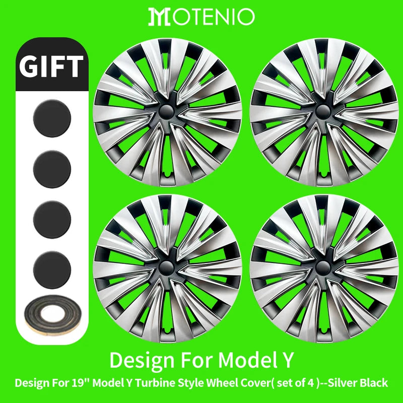 4PCS for Model Y 2020-2024 4PCS 19 Inch New Turbine Style Matte Black Hubcap Cover Hub Cap Replacement Wheel Cap for Tesla