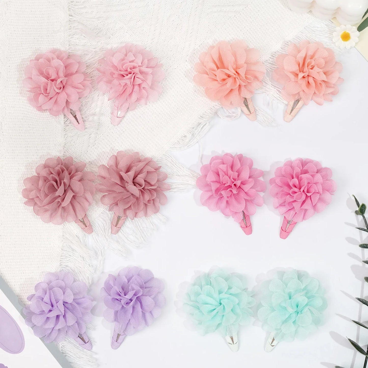 6Pcs Cute chiffon flower Anti slip bangs hair clip princess hair accessory suitable for girls daily use a choice as a gift