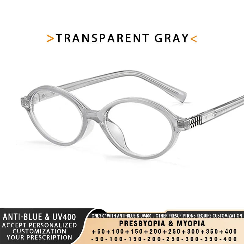TANGOWO Retro Oval Small Frame Myopia Glasses Women Anti Blue Light Reading Glasses Anti-Reflection Prescription Eyewear