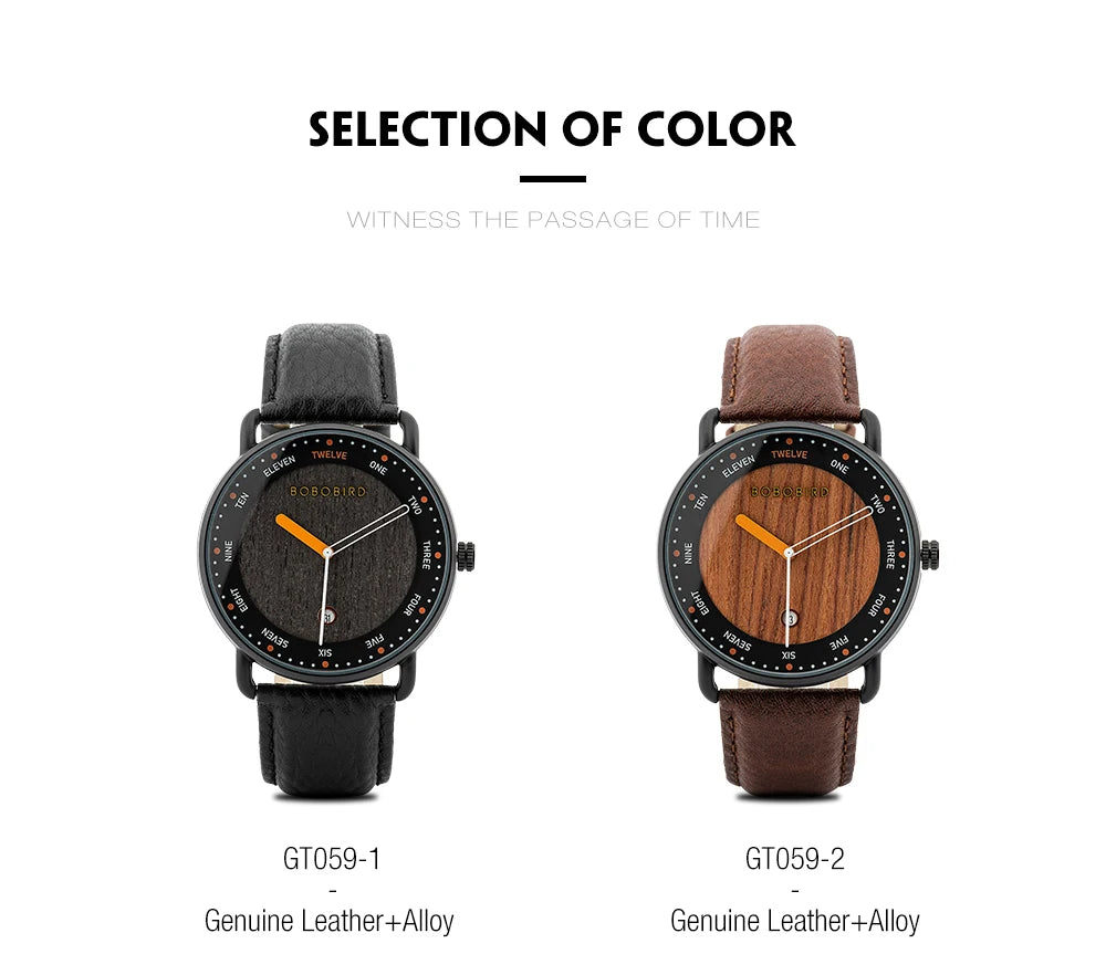 Man's Watches BOBO BIRD Wooden Quartz Watch Casual Wristwatch for Men Unique Gift Drop Shipping