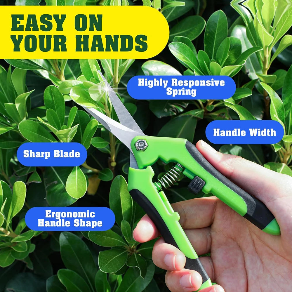 6.5" Garden Pruning Shears – Non-Slip Stainless Steel Flower & Branch Scissors