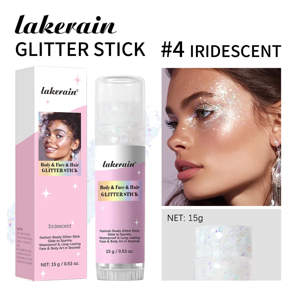 Body Glitter Sequin Stick Gel Texture Long-Lasting Dazzling Smudge-Proof Rich Sparkling Glitter Body Art for Party Stage Makeup