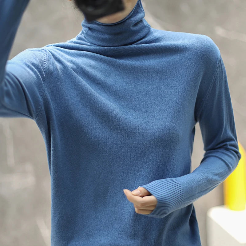 Women's Slim Fit Turtleneck Sweater - Long Sleeve Knit Pullover