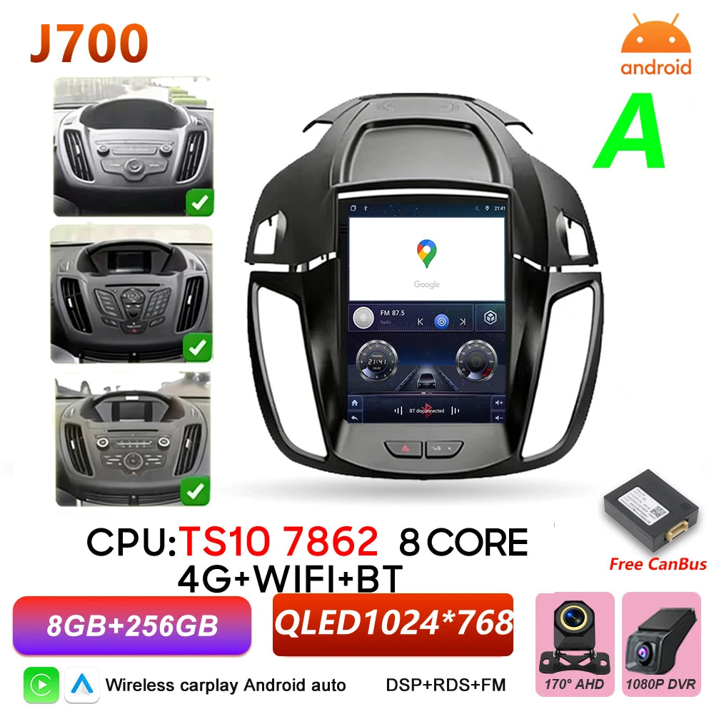 Car Stereo with Apple CarPlay & Android Auto, Compatible with Ford C-MAX, Kuga 2 & Escape 3