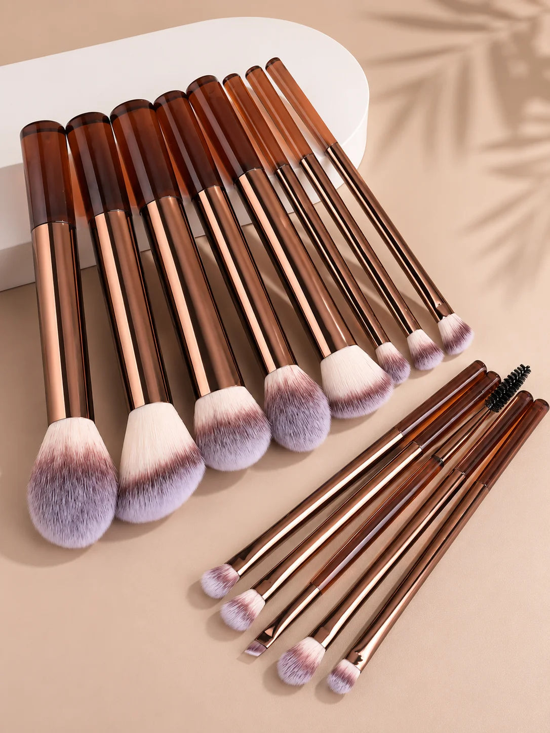 Professional Dual-Ended Makeup Brush Set Includes Foundation Brush, Contour Brush, Blush Brush, Powder Brush, Eyeshadow Brush, C