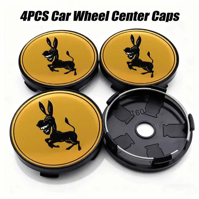 4pcs 56mm 60mm For Funny Donkey Emblem Universal Car Wheel Center Cover Hub Cap Sticker Replacement