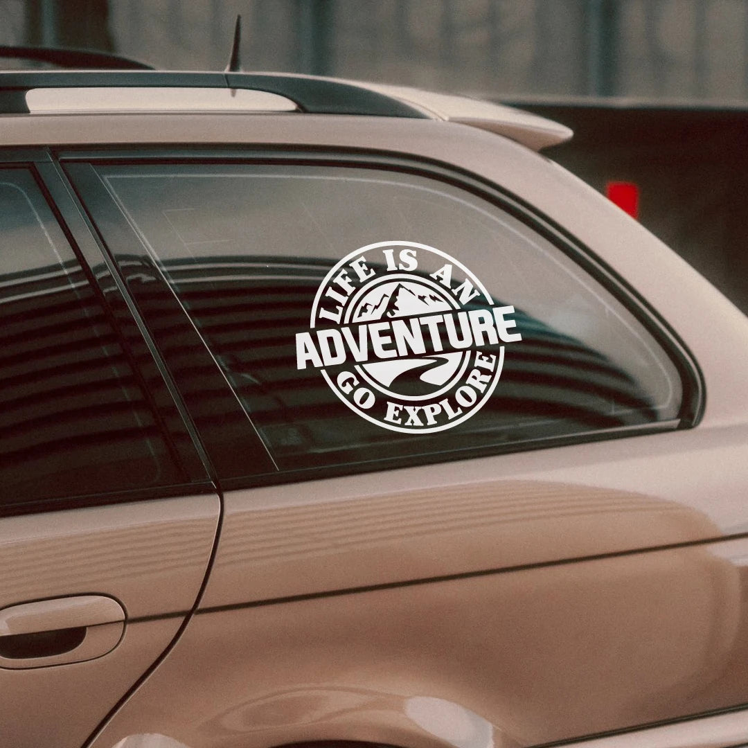 Life Is An Adventure Car window glass sticker camping RV off-road adventure motorcycle personalized latte art decorative sticker