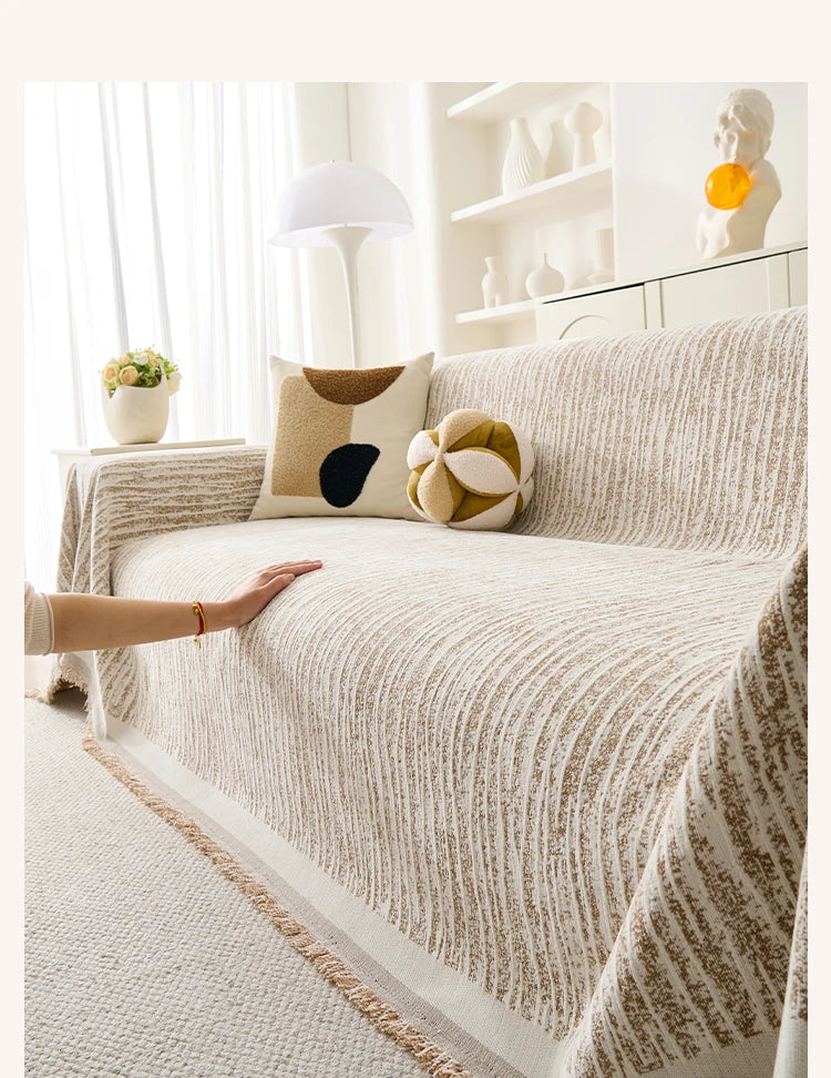 Luxury Sofa Cover L-Shaped Couches Chenille Reversible Stretchable Sofa Protector Slipcover Non-Slip All-Season Couch Blanket