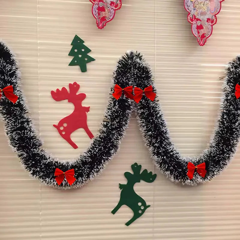 10M Christmas Tinsel Ribbons with Bow Green Cane Ribbon Garland Xmas Tree Hanging Pendent DIY Wreath Ornaments Party Home Decor
