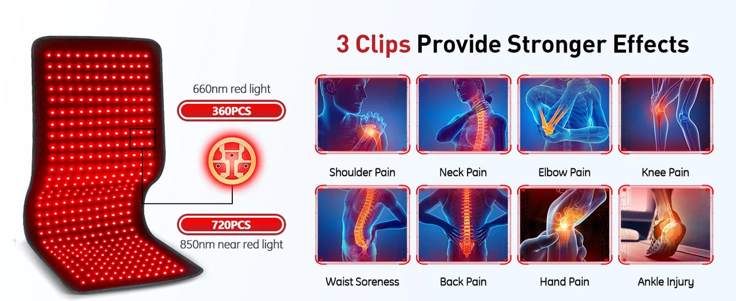 Updated Red Light Therapy Heating Pad for Body Device Cushion Mat Waist Back Shoulder Muscle Pain Relief Relax Infrared Light