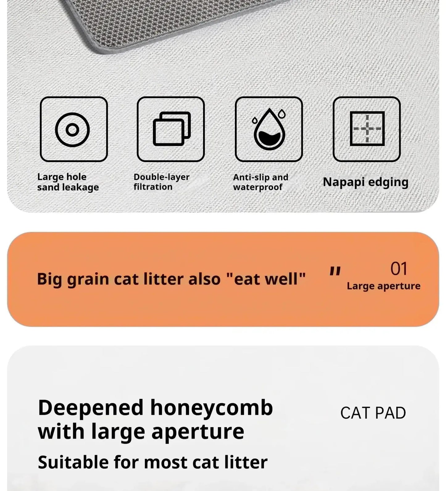 Double-layer large cat litter mat, an anti-splash mat for cat litter boxes, a filtering mat and sand leakage mat, a cat product