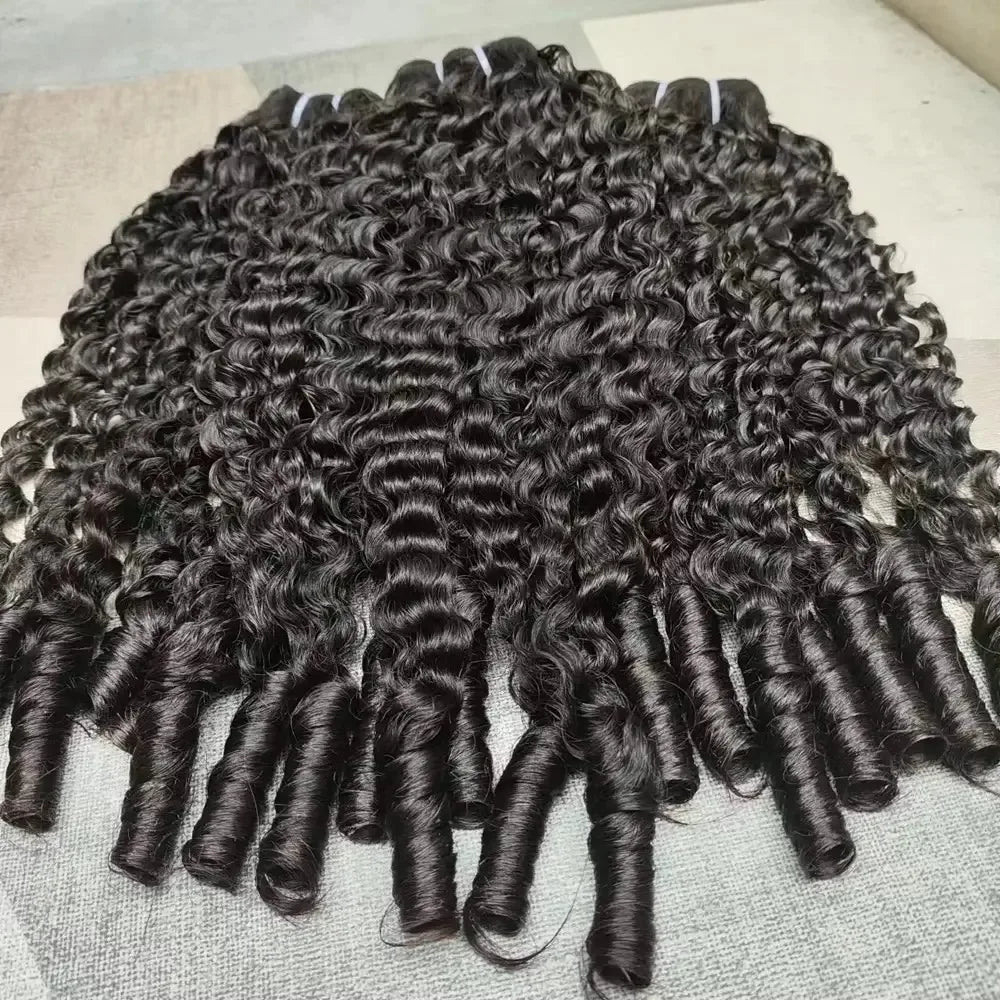 Burmese Curly Human Hair Bundles Human Hair Quality Deep Wave Raw Hair Weave Bundles Double Drawn Vietnamese Hair Extension