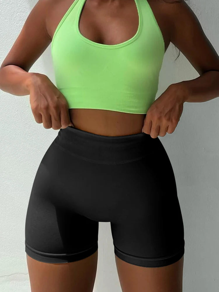 2026 Women's Yoga Shorts High Waisted Fitness Pants Seamless Hip Lifting Ladies Sports Shorts