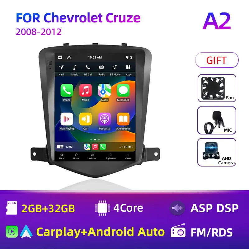 Car Stereo with Apple CarPlay & Android Auto, Compatible with Chevrolet Cruze (2008-2012)