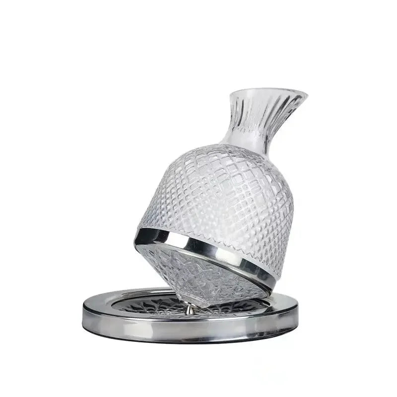 High end crystal glass 360 degree rotating decanter drum 1500ml decanter wine dispenser inflator mirror kettle decoration