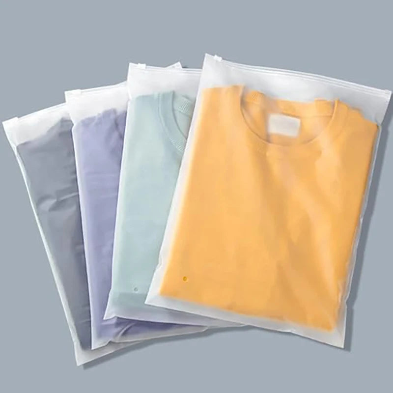 10PCS Transparent Scrub Clothes Zipper Bag PE Portable Storage Organizer Bag  Ziplock Bag Waterproof Packaging Bag