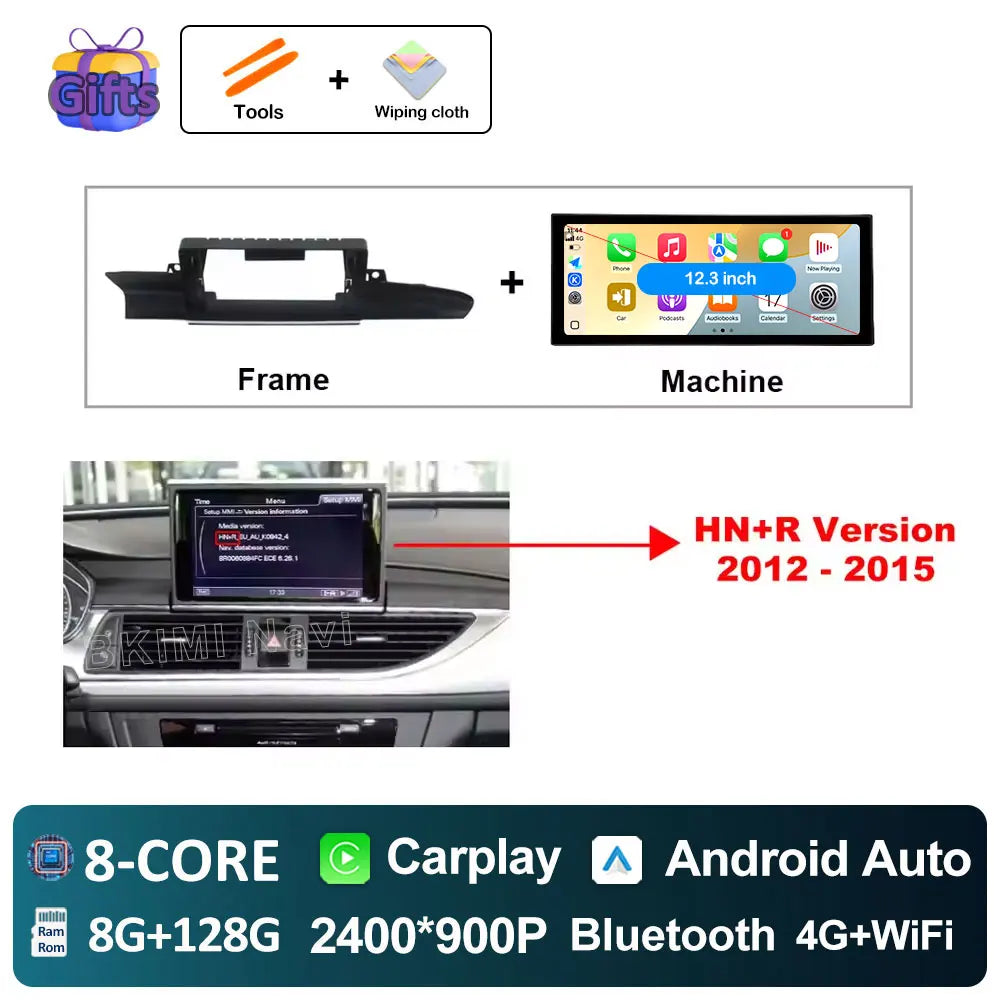 12.3" Android Screen for Audi A6 C7 & A7 (2012–2018) — Wireless CarPlay, Android Auto, QLED, GPS, WiFi