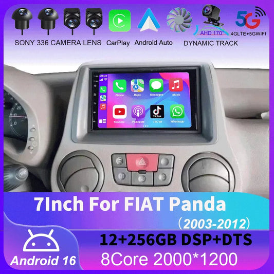 7" Car Stereo with Apple CarPlay & Android Auto, Compatible with Fiat Panda (2003-2012)