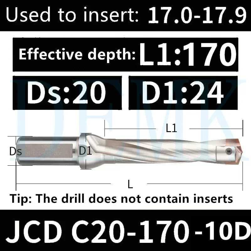 JCD Crown U-Drill Rod 10-25mm, Internal Cooling Indexable Drill