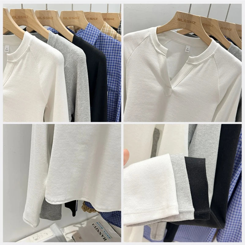 Women's slim V-neck long sleeve tee — view 5 of 20