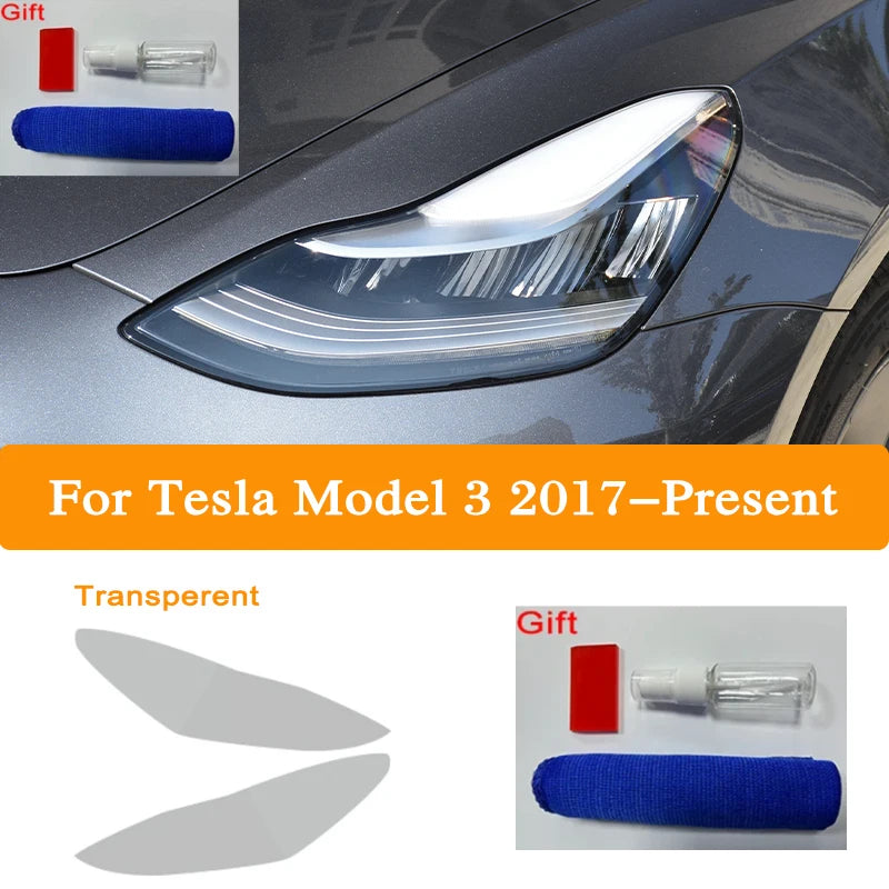 Headlight Tint Smoke Black TPU Protective Film – Compatible with Tesla Model 3, Y, S, X