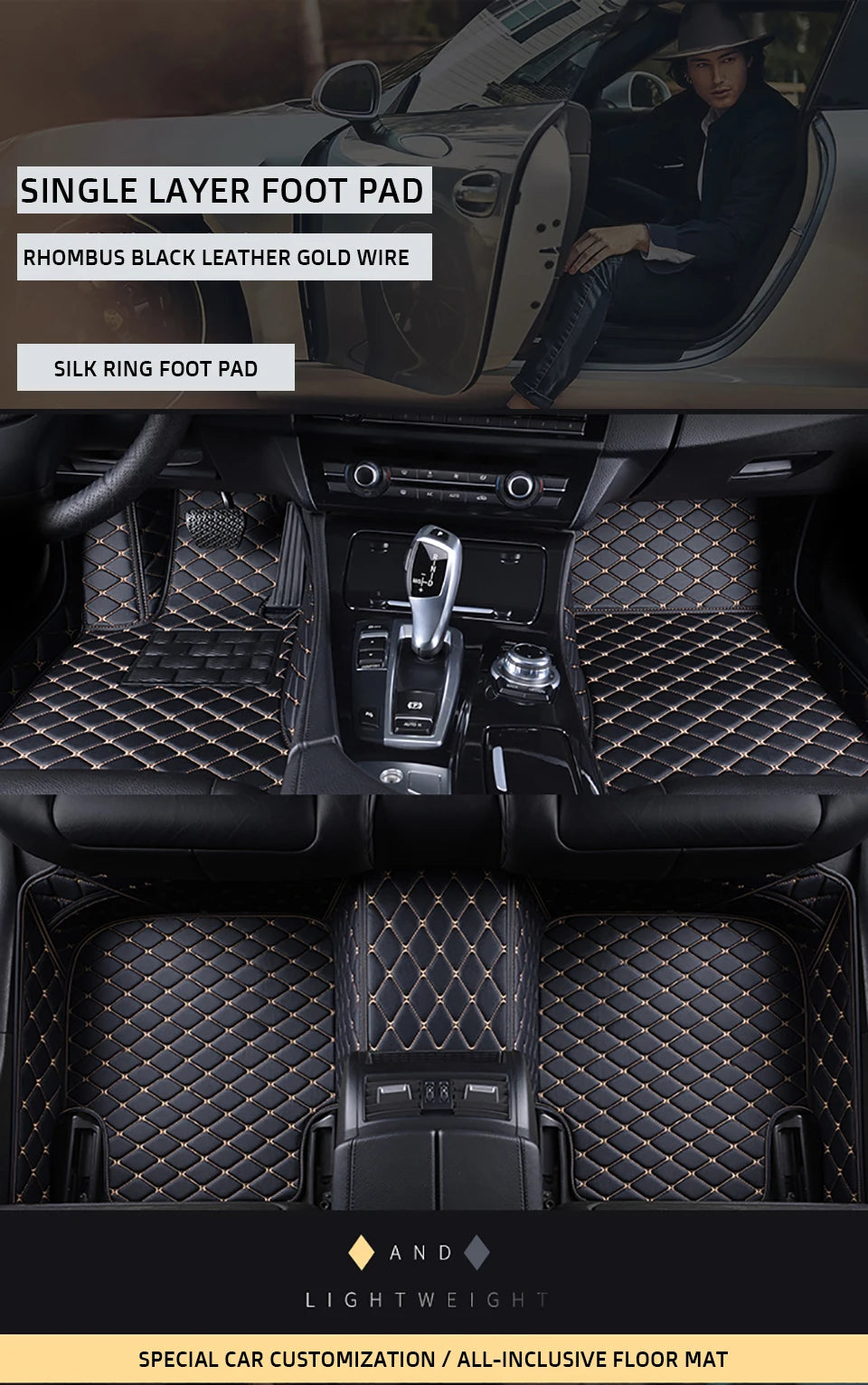 Custom-Fit Leather Car Floor Mats for Ford F-150 2009–2023 (Full Set)