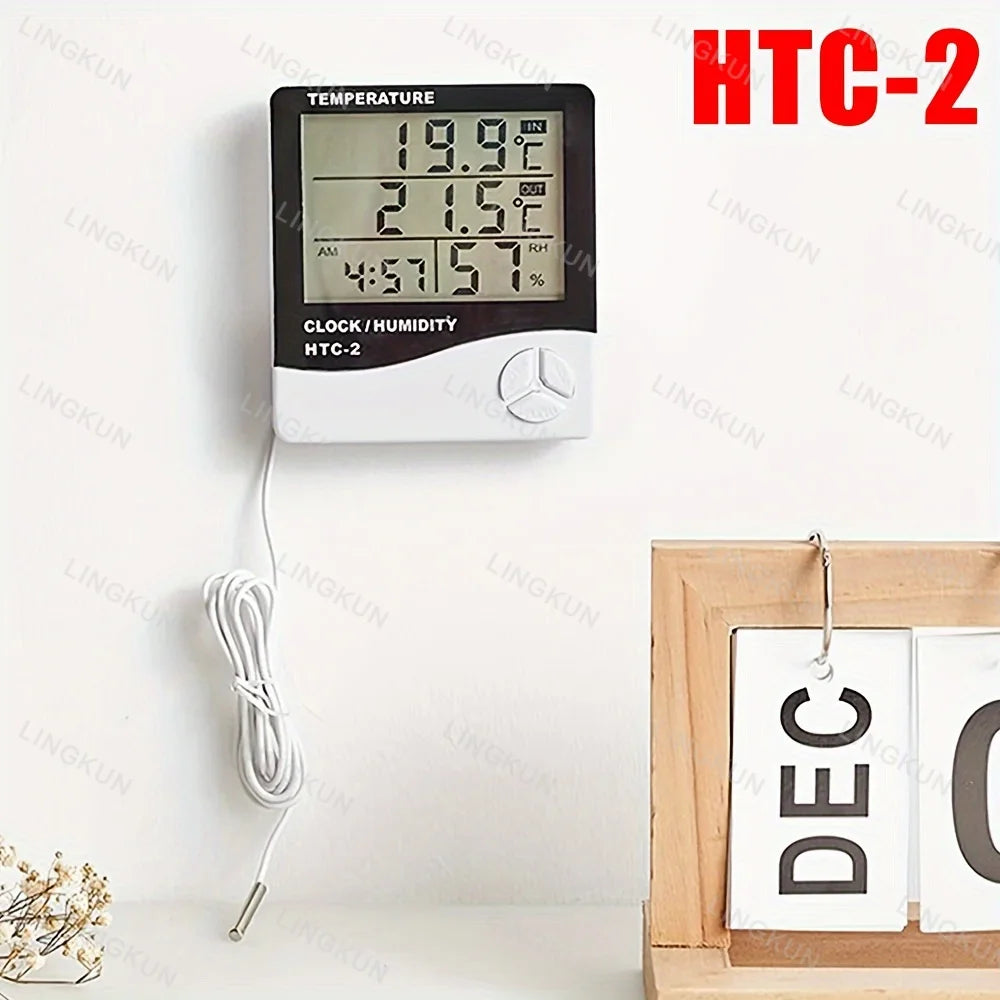 LED Thermometer Thermo-Hygrometer Multifunction Electronic Clock Temperature Humidity Meter Weather Station for Home With Alarm