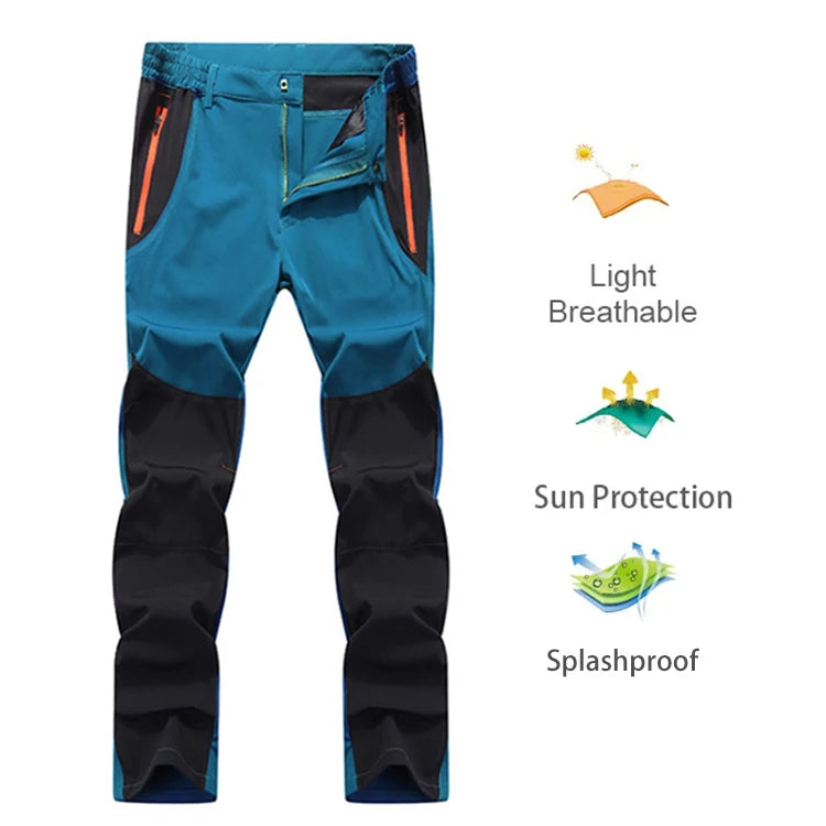 TRVLWEGO Men Summer Hiking Pants Camping Trousers Wear-resistant Water Splash Prevention Quick Dry UV Resistant Elastic Thin