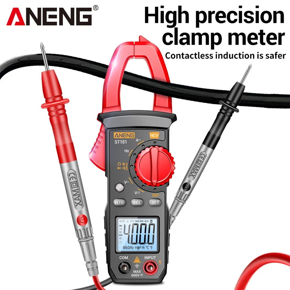 ANENG Clamp Meter Multimeter 4000 Counts Digital ST181+B19 AC Current Voltage Tester Ammeter Hz/Capacitance/NCV/Ohm Tester Tools