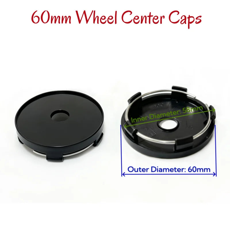 4pcs/Set No Logo 48mm 50mm 56mm 60mm 65mm 68mm Rim Blank Base Black Silver Tire Hub Caps External Refit Car Styling Accessories