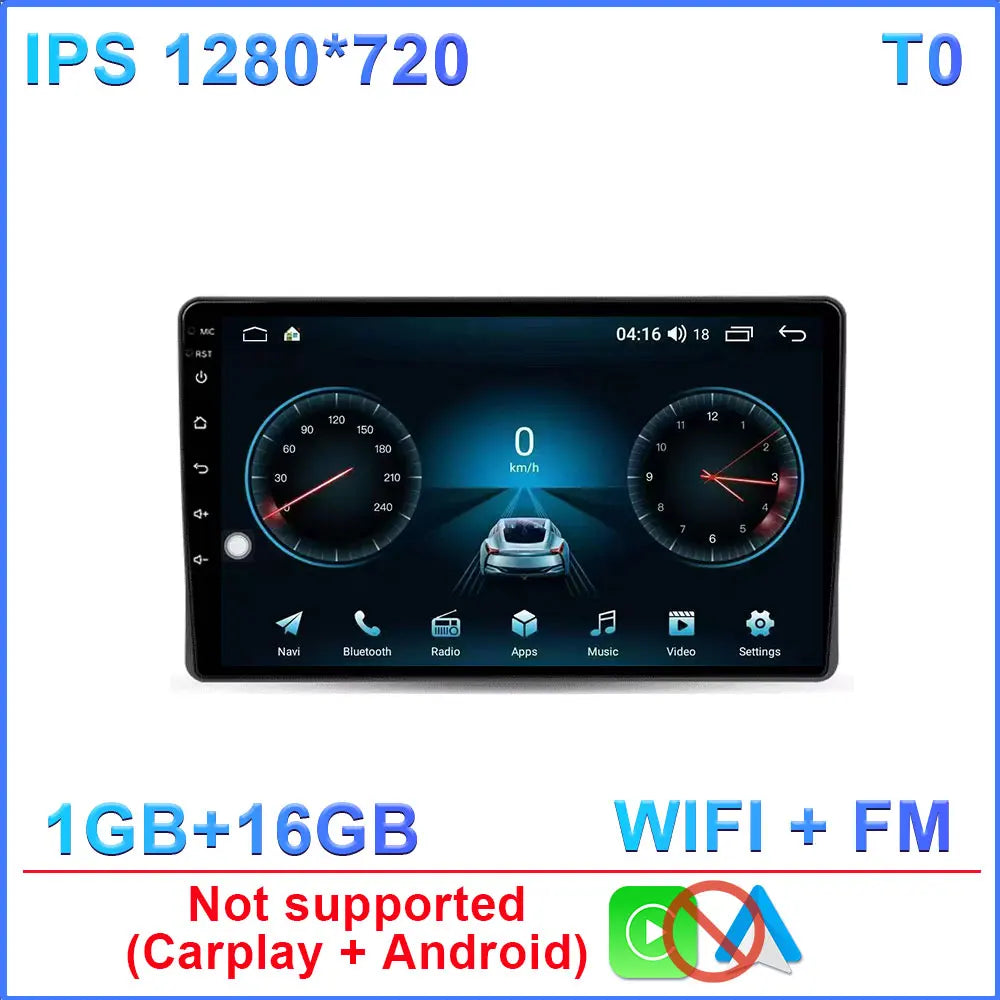 Car Stereo with Apple CarPlay & Android Auto, Compatible with Fiat Panda 169 (2003-2012)