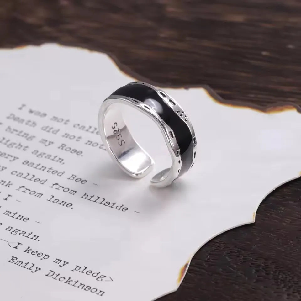PANJBJ 925 Sterling Silver Hollow Out Rings For Women Three Layered Cross Punk Irregular Vintage Jewelry Gift Dropshipping
