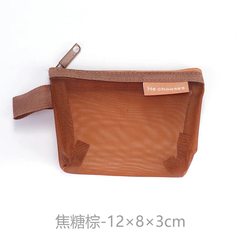Coin Organizer Bag Mesh Cute Purse Key Lipstick Nylon Cards Pouch Coin Bag Small Item Storage Mini Cosmetic Bag Office Case