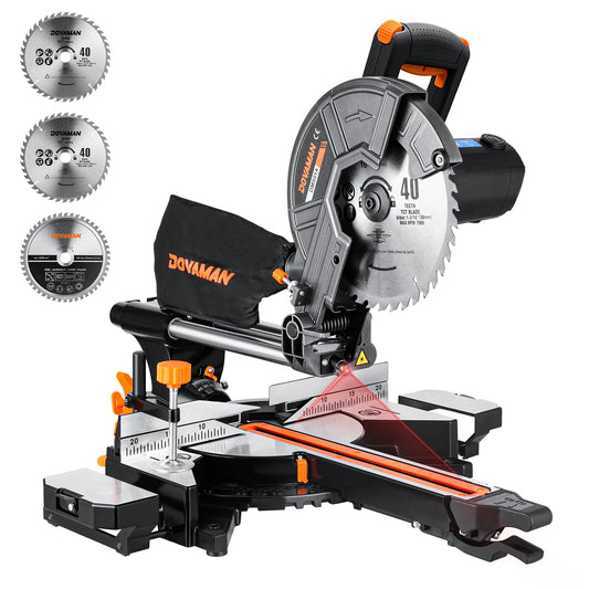 DOVAMAN 10" Sliding Miter Saw — Dual-Mode Cutter with Laser & 3 TCT Blades