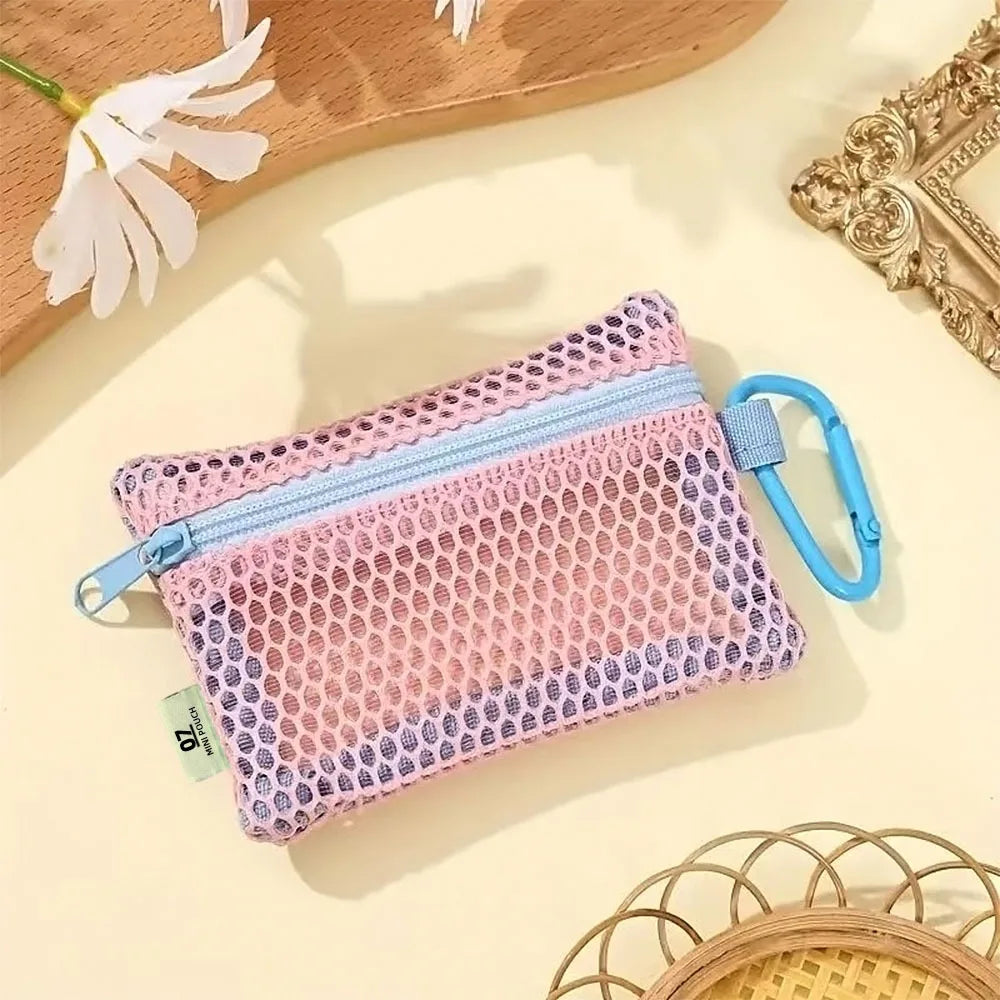 Stylish Lightweight Mesh Cosmetic Bag Portable Square Makeup Storage Bag Zipper Multi-purpose Sundries Organizer Toiletry Pouch
