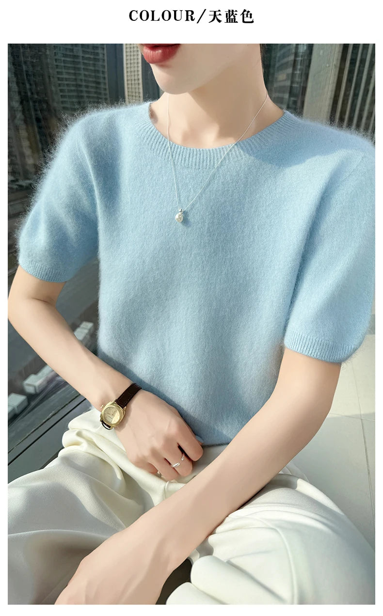 Women's Short Sleeve Knit Sweater Top