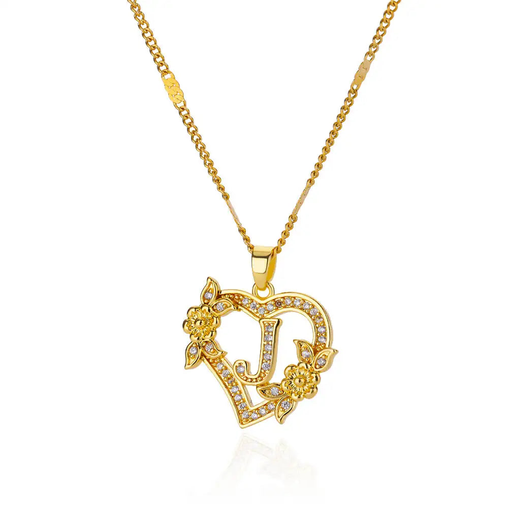 Initial Heart Necklace – Gold-Tone A-Z Letter Pendant
