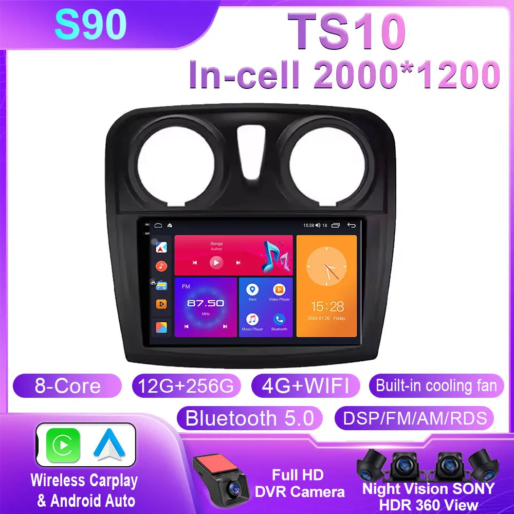 Android 16 Carplay Auto For Renault Logan 2 Sandero 2 2012 - 2016 2017 2018 2019 Car Radio Multimedia Player Stereo GPS WIFI DPS