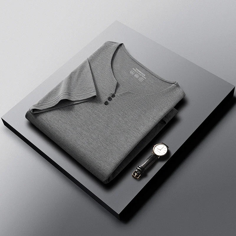 Men's Classic Henley Tee - Button Detail, Casual to Semi-Formal