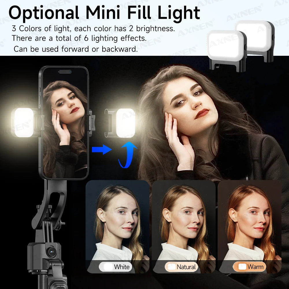 AXNEN C17 64" AI Face Tracking Selfie Stick Tripod – 360° Auto Rotation, Bluetooth Remote & Quadruped Stand